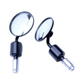 Motorcycle Round Black CNC Aluminum Rear View 3" Handle Bar End 7/8" Mirrors New 